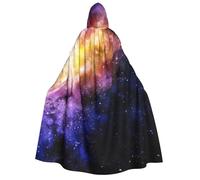 satyuw Galaxy In The Universe Print Hooded Carnival Themed 190cm Cloak For Cosplay Masquerade Outdoor Parties Robe