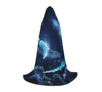 satyuw Moon Stars And Planets Print Carnivals Hooded Cloak Cosplay Unisex Costume For Wizard Gothic Events Wear Cape