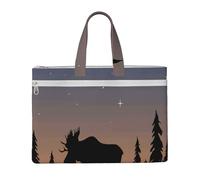 satyuw Moose Mountain Pine Tree Wilderness Print Canvas Tote File Bag Lightweight Office Work Bags Travel Shopping Beach Outings