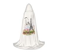 satyuw Paris Eiffel Tower Print Carnivals Hooded Cloak Cosplay Unisex Costume For Wizard Gothic Events Wear Cape