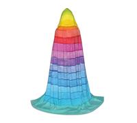 satyuw Rainbow Colored Striped Print Carnivals Hooded Cloak Cosplay Unisex Costume For Wizard Gothic Events Wear Cape