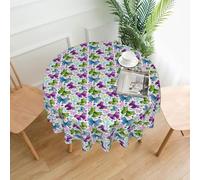 satyuw Spring Colorful Butterfly Print Waterproof Reusable Round Tablecloth Picnic Party Wedding Decor Everyday Dining