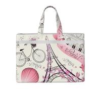 satyuw The Eiffel Tower And A Bicycle Print Canvas Tote File Bag Lightweight Office Work Bags Travel Shopping Beach Outings