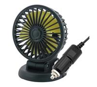 SAUANMNKTP Car Dashboard Dual Fan 5V Car USB Cooling Fan 12/24V Multi-Angle Rotatable With Cigarette Lighter Plug For Outd Camping Tent Beach Desktop Home(F409 12V yellow 1PC)