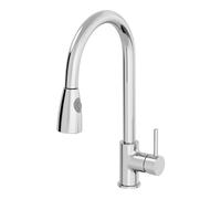 Sauber® Baden Kitchen Sink Mixer Tap Pull Out Dual Spray Head 180 Degree Swivel Spout Brass Body Single Lever for Sinks Taps Modern Round, Chrome