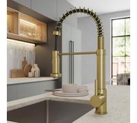 Sauber Carena Flexible Pull Out Kitchen Tap - Single Lever Brushed Brass