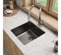 Sauber Dark Grey Undermount Single Bowl Stainless Steel Kitchen Sink - Square