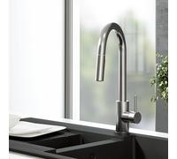 Sauber Pull Out Kitchen Tap with Dual Spray & Single Lever - Brushed Steel