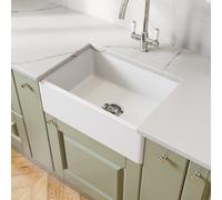 Sauber Single Bowl Ceramic Belfast Kitchen Sink with Chrome Waste
