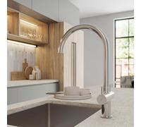 Sauber Swan Neck Kitchen Tap - Dual Lever Chrome