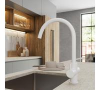 Sauber Vezio Kitchen Mixer Tap - Dual Lever Matt White
