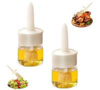 Sauce and Oil Bottle Set with Silicone Brush - 2-Pack, 6.8oz Each for Cooking BBQ Kitchen