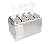 Sauce Dispenser 1L Pump with Detachable Base - Ketchup, Salad Dressing, Soy Sauce, Vinegar, Mayonnaise - Kitchen & Restaurant (4 Pumps)