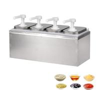 Sauce Dispenser with Pumps, N × 2L Bottles, 304 Stainless Steel, 30ml Max per Pump, Drip-Free, Dishwasher Safe, Ideal for Ketchup, Mayonnaise, Honey, and Commercial Use 4 Heads(8L)