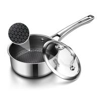 Sauce pan with lid,1.5 Quart Hybrid Nonstick Sauce pans set, Stainless Steel cookware,non stick Pots PFOA Free,Works on Induction,Ceramic and Gas Cooktops