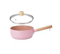 Sauce Pan with Lid, Nonstick Small Cooking Pot Milk Heating Saucepan Soup Pot with Cool Handle, Pour Spout, Stone Granite Coating, Induction Compatible(Pink 20cm)