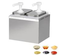 Sauce Pump Dispenser Stainless Steel, Sauce Dispenser Large Capacity Condiment Pump Station for Ketchup Cream Olive Oil Dressing Syrup Catering Sauce Container for Restaurant 2 Heads(4L)
