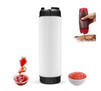 Sauce Rotation Squeeze Bottle for Restaurants Kitchen, 14Oz Plastic Condiment Refillable Squeeze Bottles for Sauces Ketchup (Black 400ml)