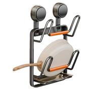 Saucepan Lid Organizer | Wall Mounted Suction Cup Holder for Lids, Vertical Storage for Kitchen Sink Pantry Home Apartment Restaurant Wardrobe