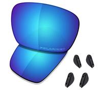 Saucer Premium Replacement Lenses & Nosepads for Oakley Badman OO6020 Sunglasses High Defense - Glacier Blue Polarized