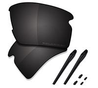 Saucer Premium Replacement Lenses & Rubber Kits for Oakley Flak 2.0 XL OO9188 Sunglasses High Defense - Carbon Black Polarized