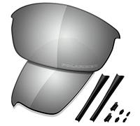 Saucer Premium Replacement Lenses & Rubber Kits for Oakley Flak Jacket Sunglasses High Definition - Chrome Metal Polarized