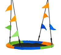 Saucer Swing 100cm Metal & Oxford Adjustable Rope Garden Kids Blue/Green/Orange