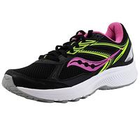 Saucony Mens Cohesion 15 Running Shoe, Black/Pink/Yellow, 8