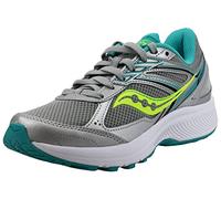 Saucony Mens Cohesion 15 Running Shoe, Grey/Teal/Citron, 10.5