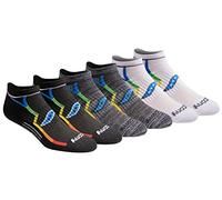 Saucony Men's Multi-Pack Bolt Performance Comfort Fit No-Show Socks, Black Grey White (6 Pair), Shoe Size: 8-12