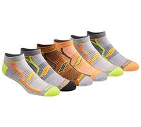 Saucony Men's Multi-Pack Bolt Performance Comfort Fit No-Show Socks, Orange (6 Pair), Shoe Size: 8-12