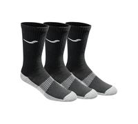 Saucony Men's Multi-Pack Mesh Ventilating Comfort Fit Performance Crew Socks, Black Grey Foot (3 Pairs), Large