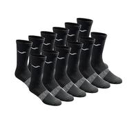 Saucony mens Multi-pack Mesh Ventilating Comfort Fit Performance Crew Socks, Black Solid Foot (12 Pairs), 8-12