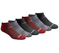 Saucony Men's Multi-Pack Mesh Ventilating Comfort Fit Performance No-Show Socks, Black Red Assorted (6 Pairs), X-Large