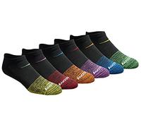 Saucony Men's Multi-Pack Mesh Ventilating Comfort Fit Performance No-Show Socks, Fashion Tipped Black (6 Pairs), Shoe Size: 8-12