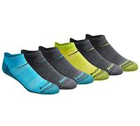 Saucony Men's Multi-Pack Mesh Ventilating Comfort Fit Performance No-Show Socks, Yellow Blue Charcoal Assorted (6 Pairs), Shoe Size: 6-9