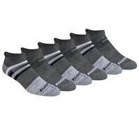 Saucony Men's Multi-pack Mesh Ventilating Comfort Fit Performance Tab Socks, Charcoal Assorted (6 Pairs), Large