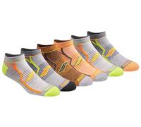 Saucony Men's RunDry Bolt Performance No-Show Socks, Available in M-XXL (6, 12, 18 Pairs), Orange (6 Pairs), Medium