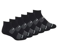 Saucony Men's Rundry Mesh Ventilating Comfort Fit Performance Quarter Socks (6, 12 Running, Black (6 Pairs), Large (Pack of 12)