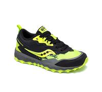 Saucony Unisex Children's Peregrine Kdz Shield Trainers, Black lime green, 4 Wide Big Kid