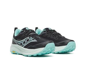 Saucony Womens Peregrine 16 GTX Trail Running Shoe, Black/Aqua, 12