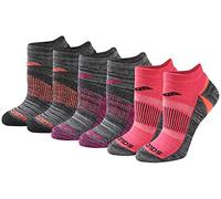 Saucony Women's Rundry Performance Selective Cushion Socks, Available in S-l (6, 12, Black Brights (6 Pairs), Small (Pack of 6)