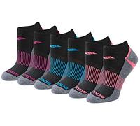 Saucony Women's Selective Cushion Performance No Show Athletic Sport Socks (6 & 12, Black Assorted (6 Pairs), Shoe Size: M (Pack of 6)