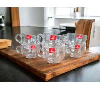 SAUDEEP INDIA Crystal Clear Glass Tea Cup Set of 6-150ml Round Transparent Cups with Handle | Heat-Resistant Glass Coffee Mugs for Tea, Milk & Beverages | Glassware for Home & Office (Export Quality)