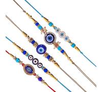 SAUDEEP INDIA Handmade Evil Eye Rakhi for Brother | Rakhi for Bhaiya | Rakhi Gift(Model: evileye-po6-rakhi), One Size, Cotton, no gem stone