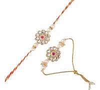 SAUDEEP INDIA Lumba Rakhi Set for Bhaiya Bhabhi, Colorful Raksha Bandhan Rakhis with Pure Cotton Thread for Bhaiya and Bhabhi (Design No. 02)