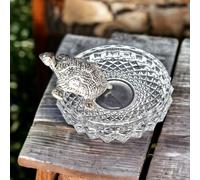 SAUDEEP INDIA Vastu Feng Shui Crystal Turtle Tortoise with Plate for Good Luck Feng Shui Tortoise Turtle (Silver Turtle with Crystal Plate)