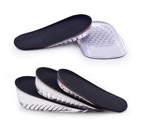 SAUDEfoot 1 Pair Gel Height Increase Heel Insoles,Invisible Shoe Lifts Inserts,Cushion Elastic Shock Absorption Heel Pads,Increase Height 1cm 2cm 3cm for Men and Women (L for Men,Heaght:1cm, Black)