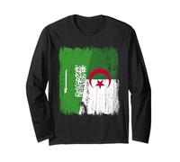 Saudi Arabia Algeria Half Flag Saudi Arabian Algerian Jersey Long Sleeve T-Shirt