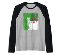 Saudi Arabia Algeria Half Flag Saudi Arabian Algerian Jersey Raglan Baseball Tee